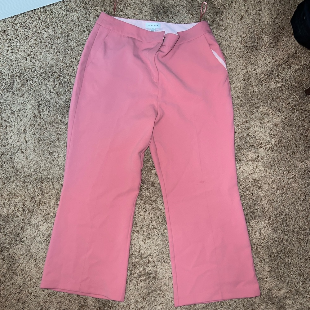 Pink top shop flare pants
